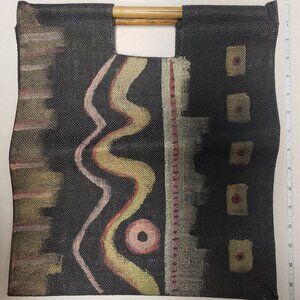 Vintage wooden handle printed convertible purse